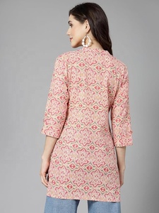 Kurti de Algodón Estampado y Elegante para Mujer con Detalle de Bordado, Túnica Étnica Cómoda para Mujer - Product Image 4
