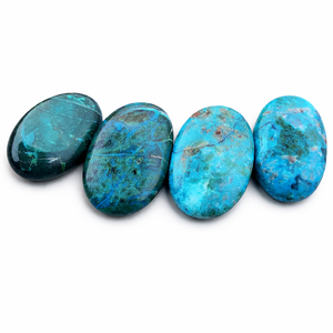 Pierre de palmier ovale en chrysocolle naturelle polie, cristal de guérison, Reiki, méditation, énergie d'amour, décoration religieuse, vente en gros Feng - Product Image 1