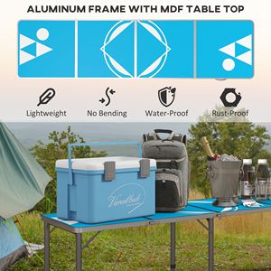 Tavolo da Picnic Pieghevole in Alluminio Leggero da 2,4 m con Gambe Regolabili, Design Portatile per Camera da Letto, Palestra, Spiaggia, BBQ, Escursionismo, Viaggi - Blu e Bianco - Product Image 6