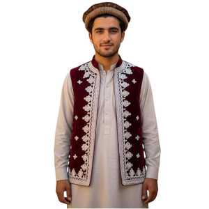 Handmade Men Afghani <b>Waistcoat</b> Men Vests & <b>Waistcoat</b> Classic Embroidered Formal Traditional Wear Bulk Supply. - Product Image 1