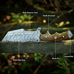 Cuchillos de Acero Inoxidable Damasco Hechos a Mano para Camping, Cuchillos Personalizados de Hoja Fija Damasco Tracker - Product Image 3