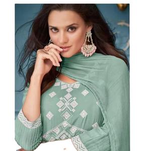 Nouveau Kurta pour femmes en viscose de rayonne lourde avec haut de travail lourd et Palazzo Multi Color Quick Dry Casual Party Wear pour adultes - Product Image 1