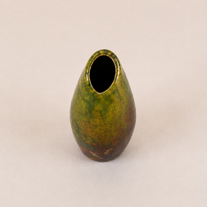 Vase de table minimaliste en céramique Raku fait main, écologique, cuit à haute température, vert-brun, décoration intérieure - Product Image 2