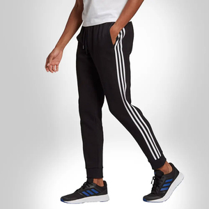 Men's Black Sweatpants <b>White</b> Side Stripes Elastic Waist Drawstring Casual <b>Joggers</b> Breathable Knitted Fabric 100% Cotton - Product Image 3