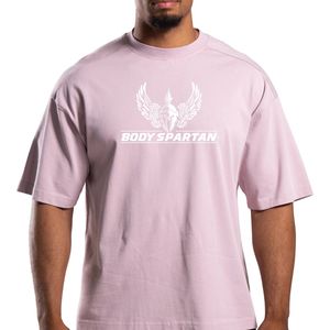 เสื้อยืดโอเวอร์ไซส์สีชมพูอมเทาสำหรับผู้ชาย ผ้าฝ้ายสโตนวอช คอกลม ทรงหลวม สไตล์ลำลอง แฟชั่นสตรีทแวร์ - Product Image 3