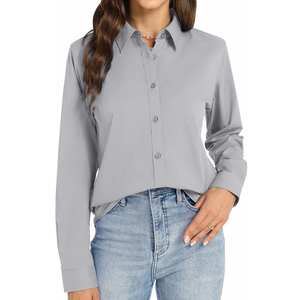 Chemises habillées sur mesure de haute qualité pour femmes, 100% coton, fibre de bambou, manches longues, chemises habillées de bureau formelles - Product Image 5