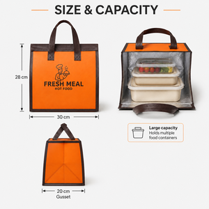 Bolsas de Embalaje para Alimentos Calientes/Fríos Desechables con Logotipo Personalizado, Bolsas de Entrega para Llevar de Gran Capacidad, Bolsa de Aluminio No Tejida - Product Image 2