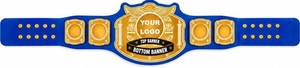 Ceinture de championnat de lutte personnalisée en cuir PU blanc avec plaque dorée et espace pour logo, fabrication artisanale sur mesure. - Product Image 6