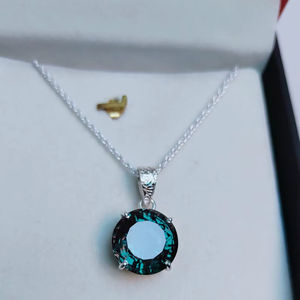 Colgante de Zafiro Teal Intenso, Único, Cultivado en Laboratorio, Plata de Ley 925, Hecho a Mano, Regalo Étnico para Niños - Product Image 1