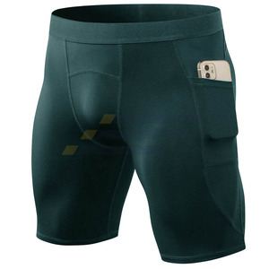 Shorts de compression pour hommes les plus vendus, sur mesure, respirants, séchage rapide, pour la gym et le sport, motif uni, taille haute élastique - Product Image 1