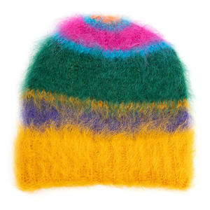 Gorro de Lana Jacquard de Mohair Unisex de Lujo 100% Lana con Estampado de Camuflaje y Letras, Gorro Clásico con Pompón para Esquí, Viajes y Actividades al Aire Libre, Mantiene el Calor - Product Image 1
