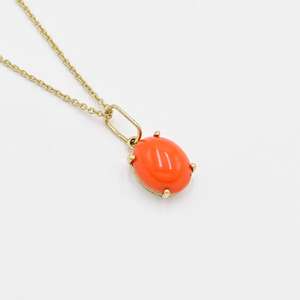 Colgante de coral japonés, collar minimalista delicado, plata de ley 925, chapado en oro de 14k, joyería fina para mujer - Product Image 4
