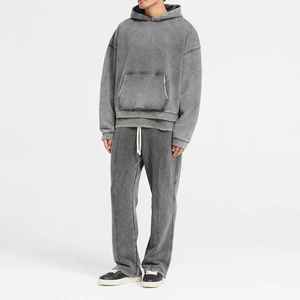 Men's Hooded Casual Acid Wash Tracksuits Polyester Cotton French Terry Fleece Eco-Friendly Breathable Oversized Sweatsuit Set - Product Image 2