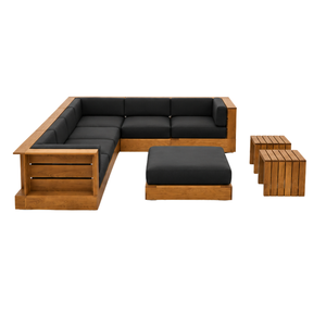 Juego de Sofás de Madera de Teca de Lujo para Exteriores, Muebles de Jardín para Patio, Terraza, Hotel, Villa o Resort - Product Image 2