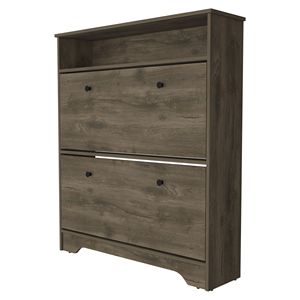 Scarpiera con ripiano aperto e due armadi allungabili finitura marrone scuro - Product Image 6