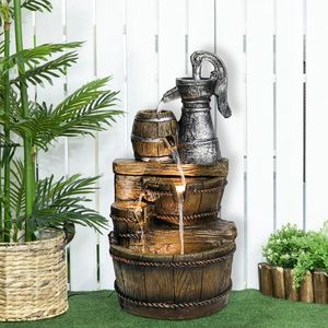 Rustico pavimento esterno a 5 livelli fontana giardino e Patio arredamento con barile e pompa acqua caratteristica - Product Image 3