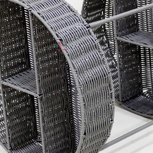 Woven PE Rattan 2-Tier Desktop Storage Organizer <b>Basket</b> Multi Divided Compartment <b>Tray</b> Stand - Product Image 6