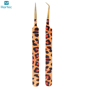 Custom Pattern Print Eyelash Tweezers, Professional Stainless Steel Fiber Tip Volume Lash Tweezers Set with Gold Plated Tips - Product Image 4