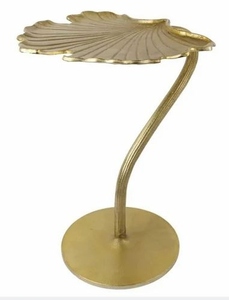 Palm metal end <b>table</b> gold finish palm leaf design side <b>table</b> luxury accent <b>table</b> designer metal furniture modern side <b>table</b> - Product Image 4
