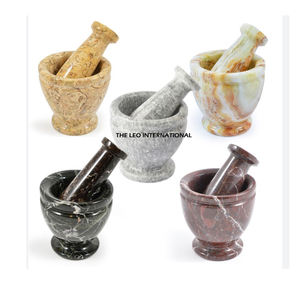 Juego de Mortero y Pilón de Mármol Fundido para Uso en Todas las Estaciones, Molinillo de Especias y Hierbas, Triturador de Pastillas, Forma Redonda Negra - Product Image 2