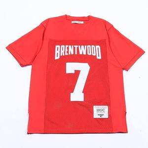 เสื้อฟุตบอลอเมริกันสีแดงแบบกำหนดเอง แขนสั้น ผ้าตาข่าย สำหรับเล่นกีฬา พร้อมชื่อและหมายเลขผู้เล่น สำหรับการฝึกซ้อม - Product Image 4