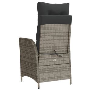 Gray Poly <b>Rattan</b> <b>Reclining</b> Patio <b>Chair</b> with Cushions - Product Image 6
