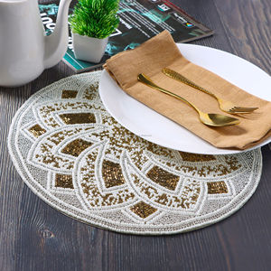 Luxury Modern Design <b>Round</b> Placemat Glass Beaded Tablemat for Dining <b>Table</b> Kitchen & Restaurant Hotel Decoration - Product Image 3