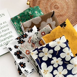 Foulard imprimé floral pour femme, écharpe carrée en coton, petit bandana mignon, foulard pour la tête 55*55CM - Product Image 2