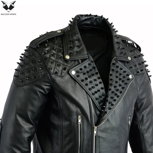 Best Supplier New Arrival In Reasonable Price Unique Design With Own Logo Newest Premium Quality Black <b>Studded</b> Leather Jackets - Product Image 6