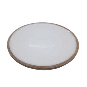 Vente en gros dernier bol rond en bois avec base de couleur marron et noyer saladier pour hôtels et décoration de mariage - Product Image 5
