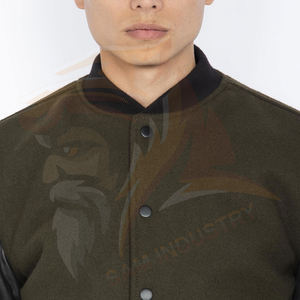 Vestes universitaires pour hommes à la mode, en vente chaude, personnalisées, en cuir, avec corps en laine et manches en cuir - Product Image 5