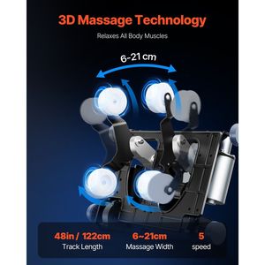 Fauteuil de massage Full Body 3D Zero Gravity Recliner SL Track 18 Auto Modes Rouleaux de pieds chauffants Affichage LCD Contrôle de l'accoudoir 36 Airbags - Product Image 5