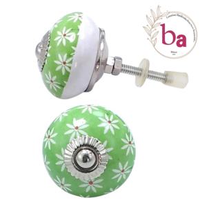 Vente chaude vert clair fleur boutons en céramique tiroir armoire poignée tire pour cuisine armoire commode et salle à manger-CK 558 - Product Image 1