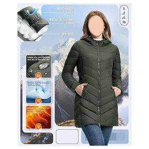 เสื้อโค้ทผู้หญิงแบบยาวมีฮู้ด น้ำหนักเบา บุใยฉนวนกันหนาว ทรงเข้ารูป ทันสมัย เหมาะสำหรับอากาศหนาว - Product Image 4