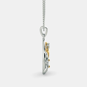 Collar con Colgante de Diamante Cultivado en Laboratorio con Diseño Floral de Dos Tonos para Mamá - Product Image 2