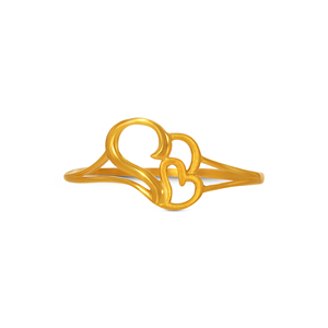 Anillo de Oro Sólido de 9K con Doble Corazón de Diseño para Mujer, Joyería Fina Minimalista Contemporánea, Fabricante de Joyería al por Mayor - Product Image 3