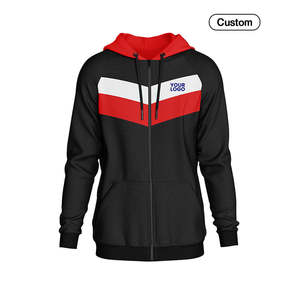 Sudadera con capucha personalizada con cremallera completa - Diseño vectorial de chevron - 100% algodón con acabado lavado - Product Image 4