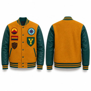 Red White Letterman <b>Jacket</b> With Applique R Football <b>Star</b> Lightning Design Full Sleeve Button Front Adult Casual Autumn Wear - Product Image 1