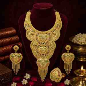Wholesale 14K 18K 24K Micron Gold Plated Dubai Style Heavy <b>Bridal</b> Long Jewelry Set Traditional Jewelry Set Brass Fashion Jewelry - Product Image 3