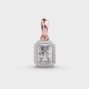 Radiant Cut <b>Diamond</b> Halo Pendant in 9KT White/Rose/Yellow Gold Vintage Style Rhodium Plated IGI Certified Women's <b>Jewelry</b> - Product Image 1