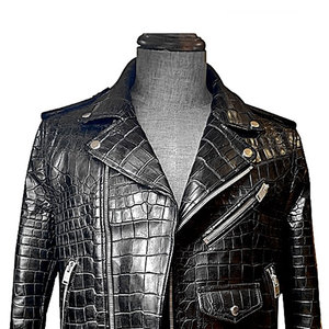 Veste en cuir à motif crocodile de qualité supérieure pour homme, style motard, durable, confortable, vêtement d'extérieur pour l'hiver - Product Image 2
