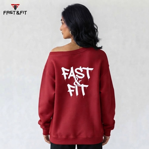 Custom Logo Women Super Soft Polyester Cotton Fabric <b>Sweatshirt</b> anti-wrinkle breathable Solid Color <b>Off</b> <b>Shoulder</b> - Product Image 2