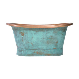 Baignoire ovale autoportante en cuivre avec finition patine verte, style industriel, baignoire de trempage, décoration de salle de bain, faite à la main, meilleure baignoire - Product Image 6