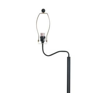 Luxury Minimalist Glass <b>End</b> <b>Table</b> Floor Lamp with <b>White</b> Paper Shade Matte Black 17"L X 17"W X 54"H - Product Image 5