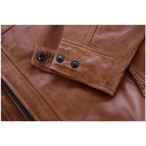 Blouson de motard en cuir haute performance pour homme, blouson moto ergonomique en cuir pour homme, blouson de motard classique en cuir marron pour homme - Product Image 5