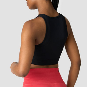 Débardeur côtelé léger 180G pour femme, col en V profond, coupe courte, couleur personnalisée, idéal pour le fitness et la gym - Product Image 2