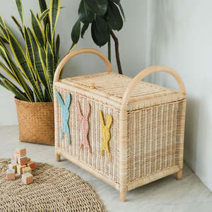 Rattan trunk containers large rainbow <b>hamper</b> trunks wholesale cost child room storage chest <b>boxes</b> - Product Image 6