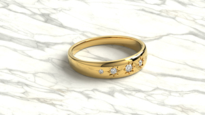 Trendy 18K Solid Gold <b>Dome</b> <b>Ring</b> Celestial Starburst Round Diamond <b>Ring</b> Chunky Flush Set Gypsy Band Fine Jewelry for Women - Product Image 3