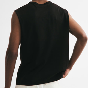Oversized <b>Men</b> Sleeveless <b>Crop</b> Shirt Heavy Cotton Drop Shoulder Muscle Tee Minimalist Streetwear Gym Casual Summer <b>Top</b> - Product Image 6