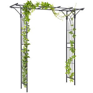 Elegante Arco da Giardino in Acciaio Marrone da 82 Piedi con Decorazioni Naturali Regolabili e Portatili per Matrimoni e Giardini - Product Image 1